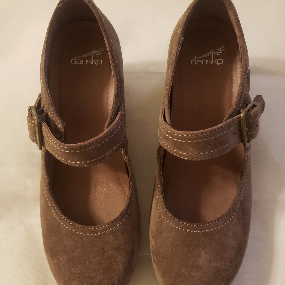 Dansko Sandra Taupe Suede Mary Janes